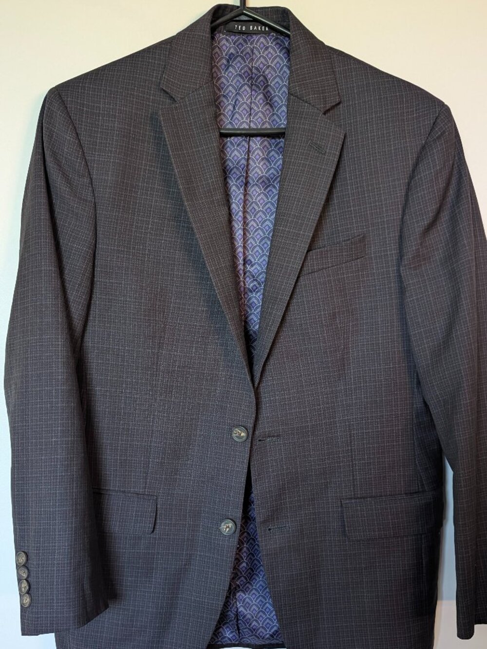 Ted Baker London Men's Size 38R endurance Suit Blazer Charcoal-gray Hue Checks